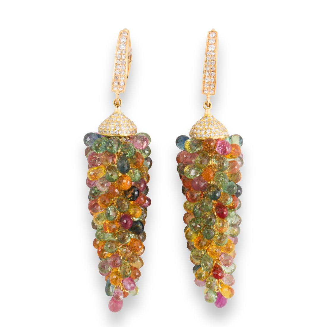 A pair of fancy colored sapphire and diamond earrings (1 of 1)