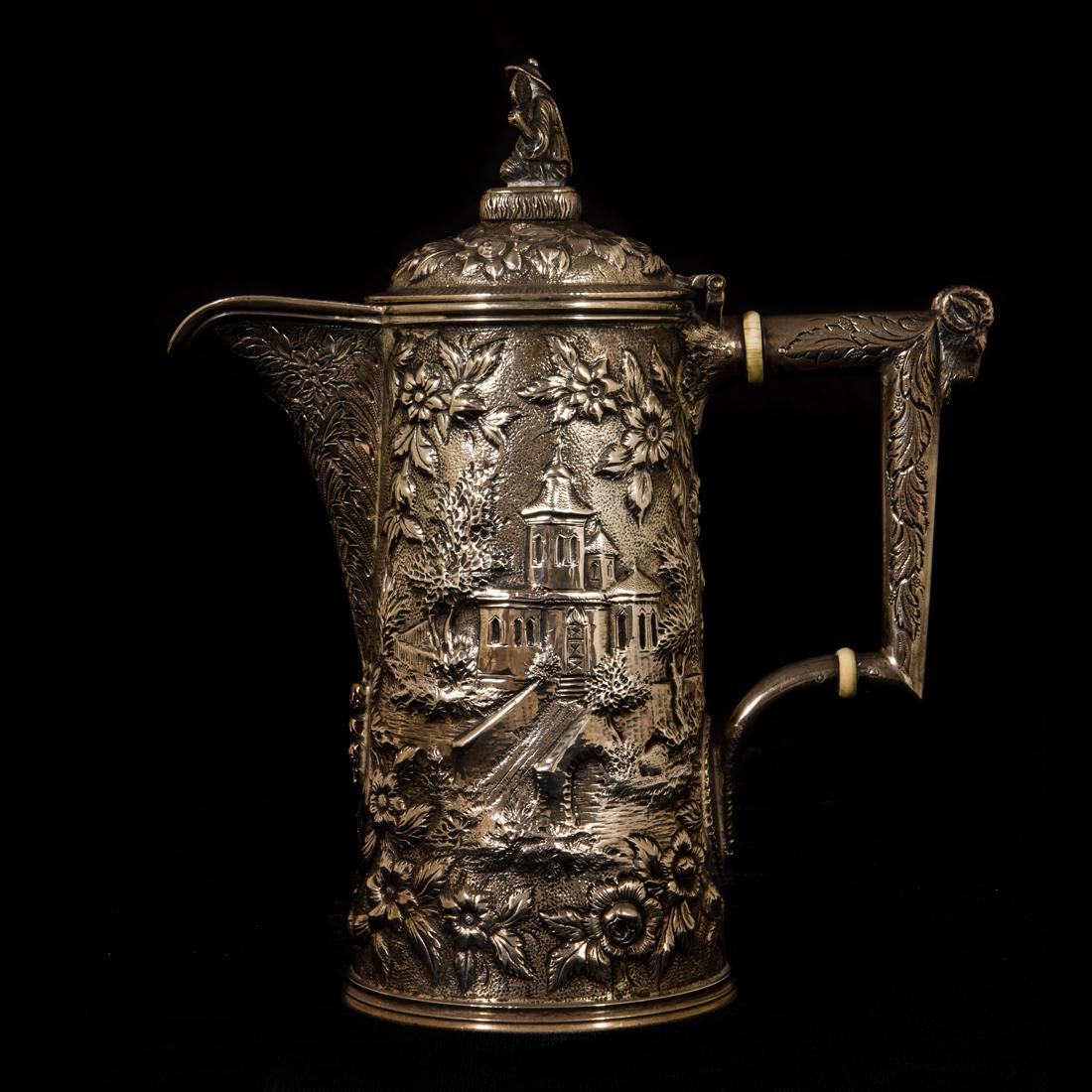 A S Kirk and Son coin silver repousse coffee pot (1 of 2)