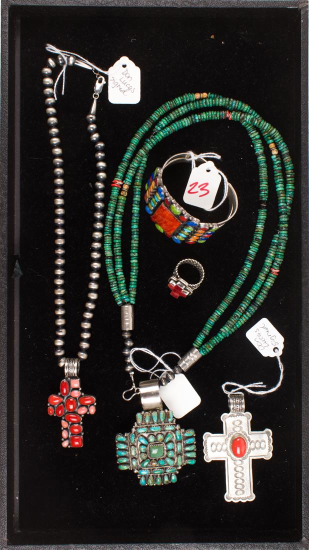 Lot of three Don Lucas signed coral and multiple stone jewelry (1 of 2)