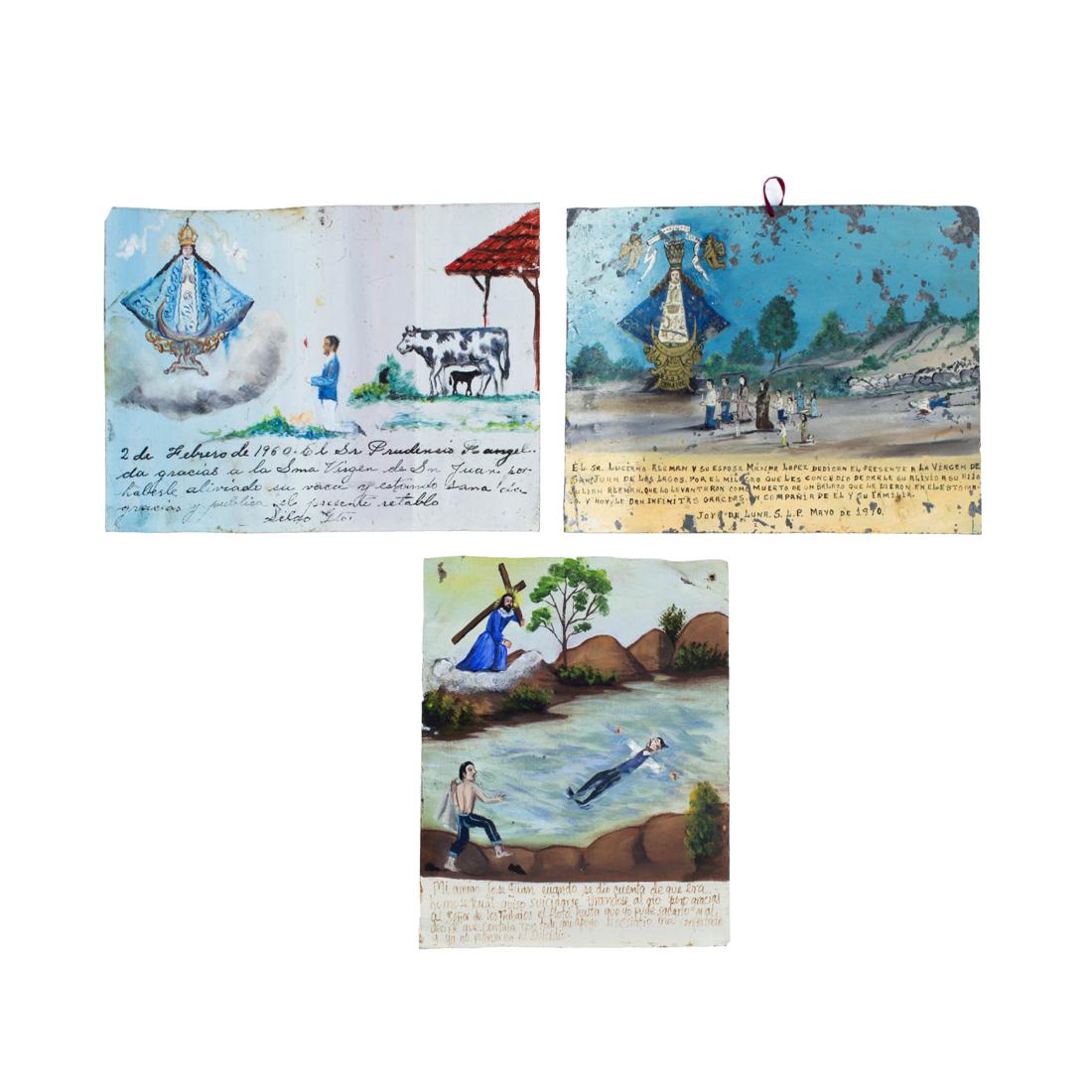 (lot of 3) Spanish Colonial style tin retablo group (1 of 2)