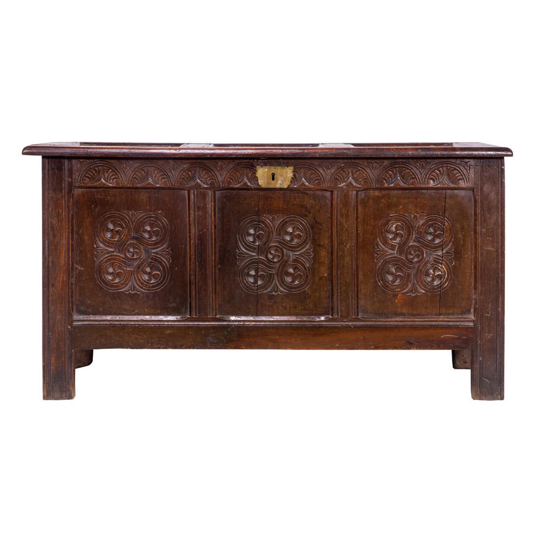 A Continental carved oak coffer circa 1800 (1 of 4)