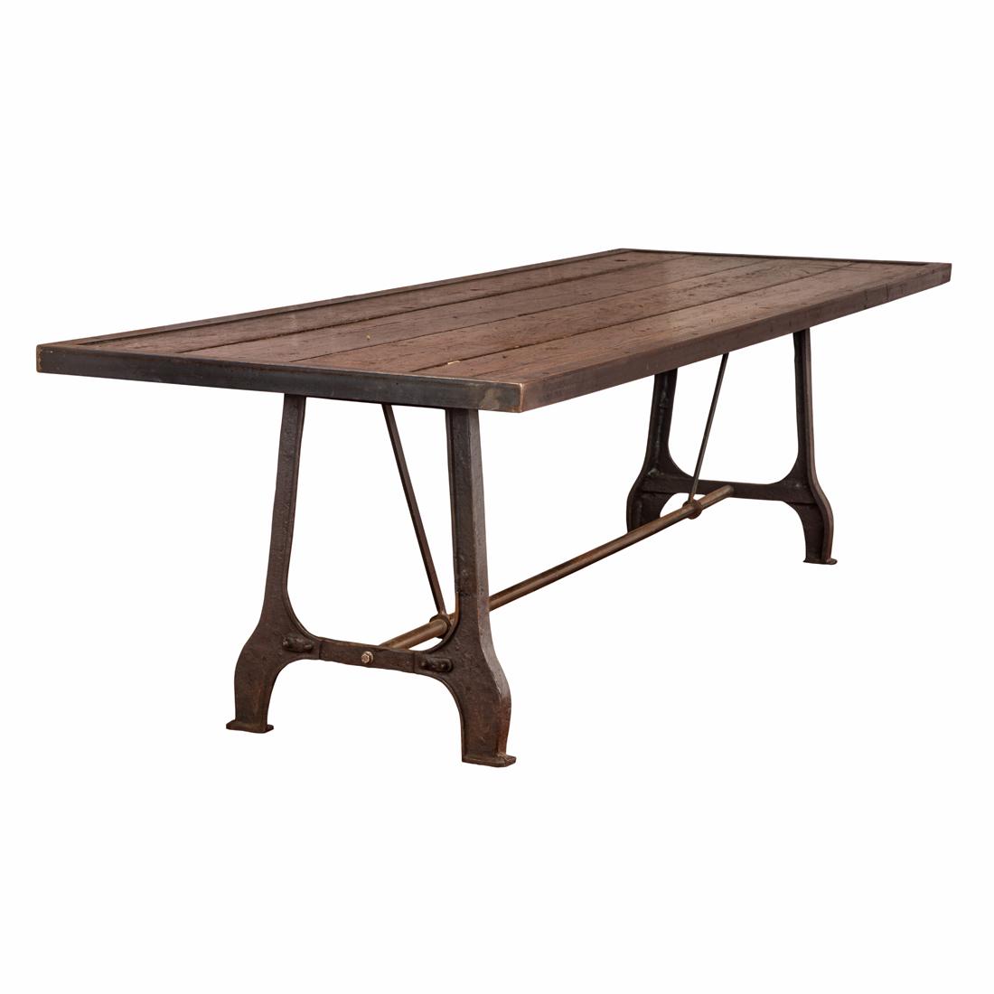A large Industrial Age trestle table (1 of 4)