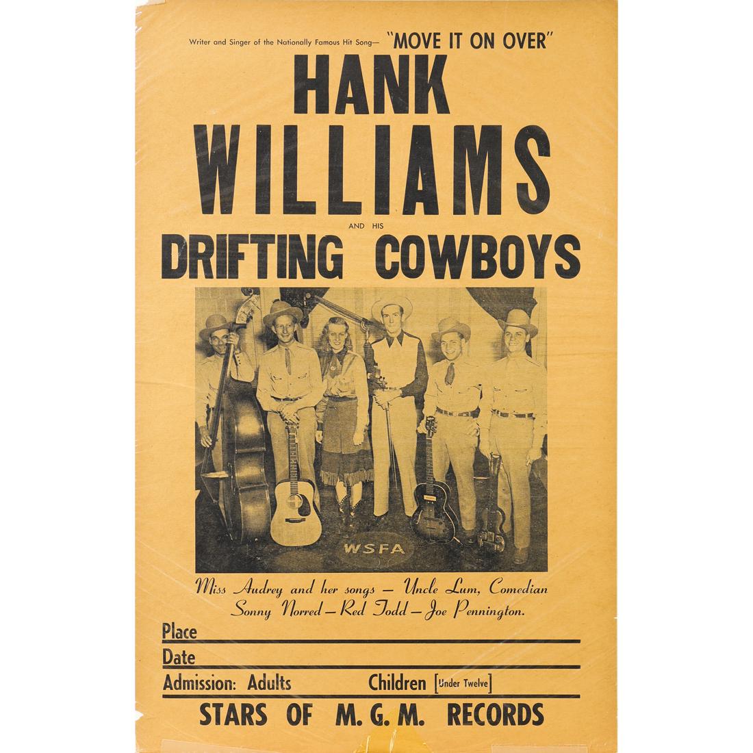 Concert poster, Hank Williams and His Drifting Cowboys (1 of 1)