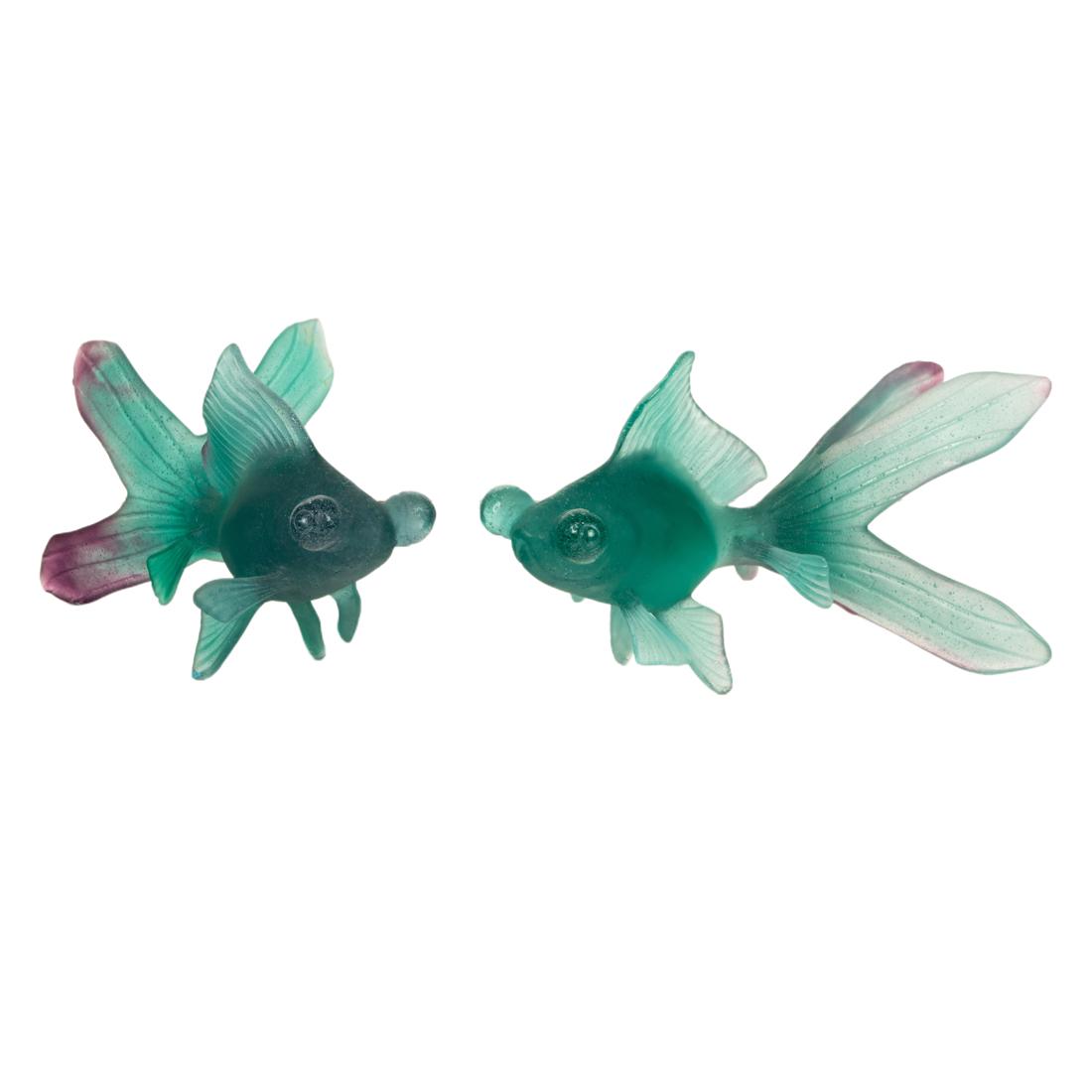 (Lot of 2) Daum pate de verre models of goldfish: (Lot of 2) Daum pate de verre models of goldfish, each incised 'Daum France', 5.75"h x 10.5"l. Provenance: Property of a prominent Hillsborough, CA estate