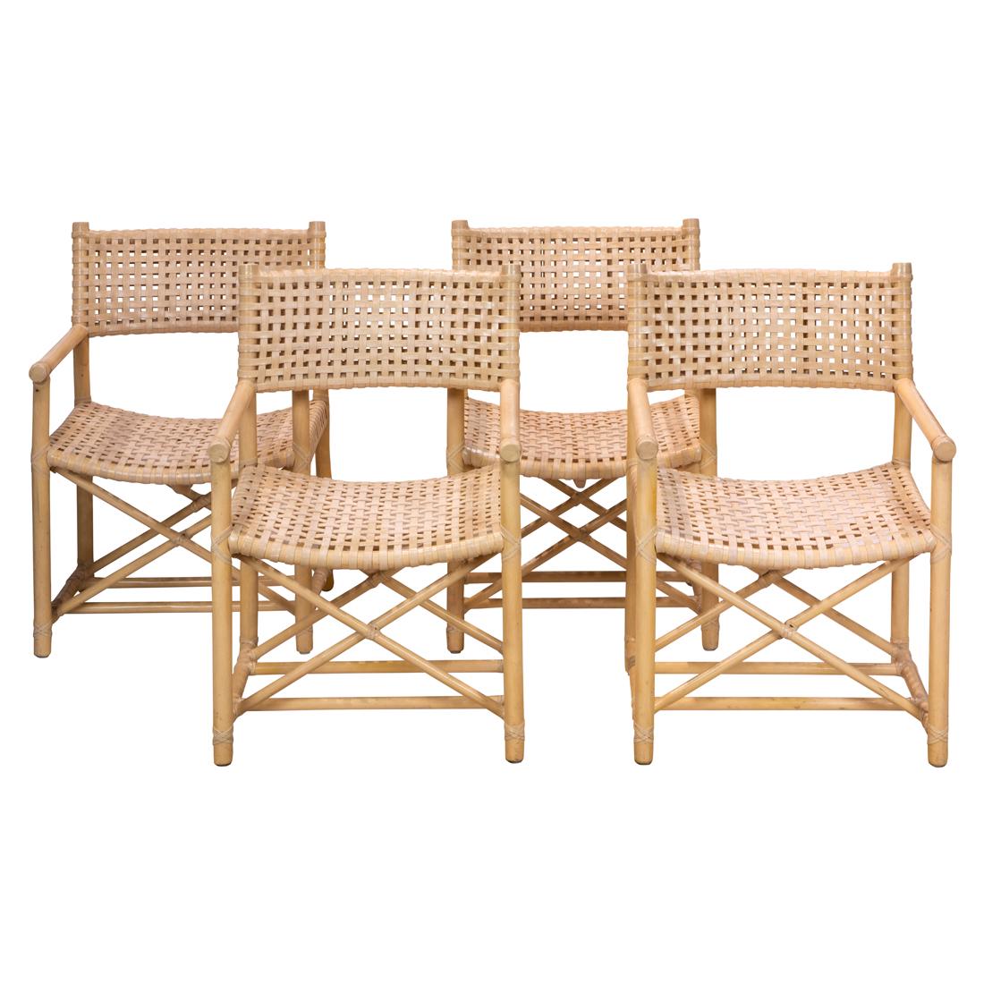 (Lot of 4) McGuire San Francisco laced rawhide Antalya armchairs (1 of 3)