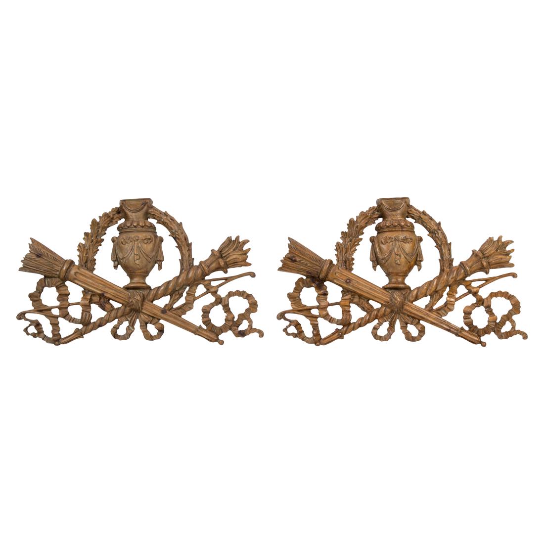 A pair of Italian Neoclassical style carved wood wall appliques (1 of 3)