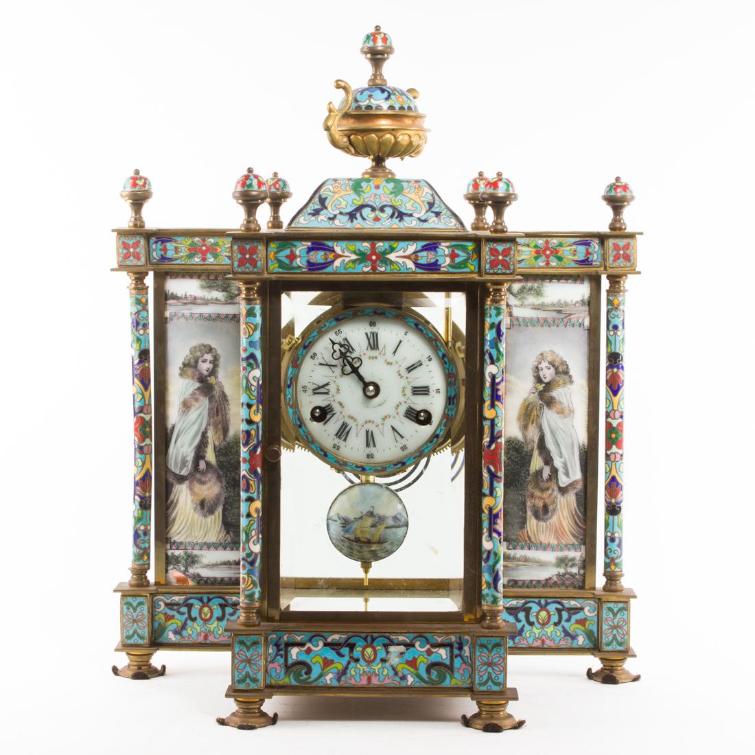 Chinese export cloisonne enamel clock (1 of 6)