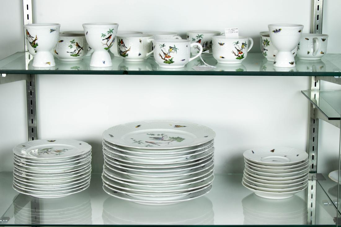 (lot of 48) Raynaud et Cie Ceralene porcelain dinner service in Les Oiseaux Bird pattern: (lot of 48) Raynaud et Cie Ceralene porcelain dinner service in Les Oiseaux Bird pattern, consisting of (12) dinner plates; (12) dessert plates; (12) cups; (9) saucers and (3) egg cups.
