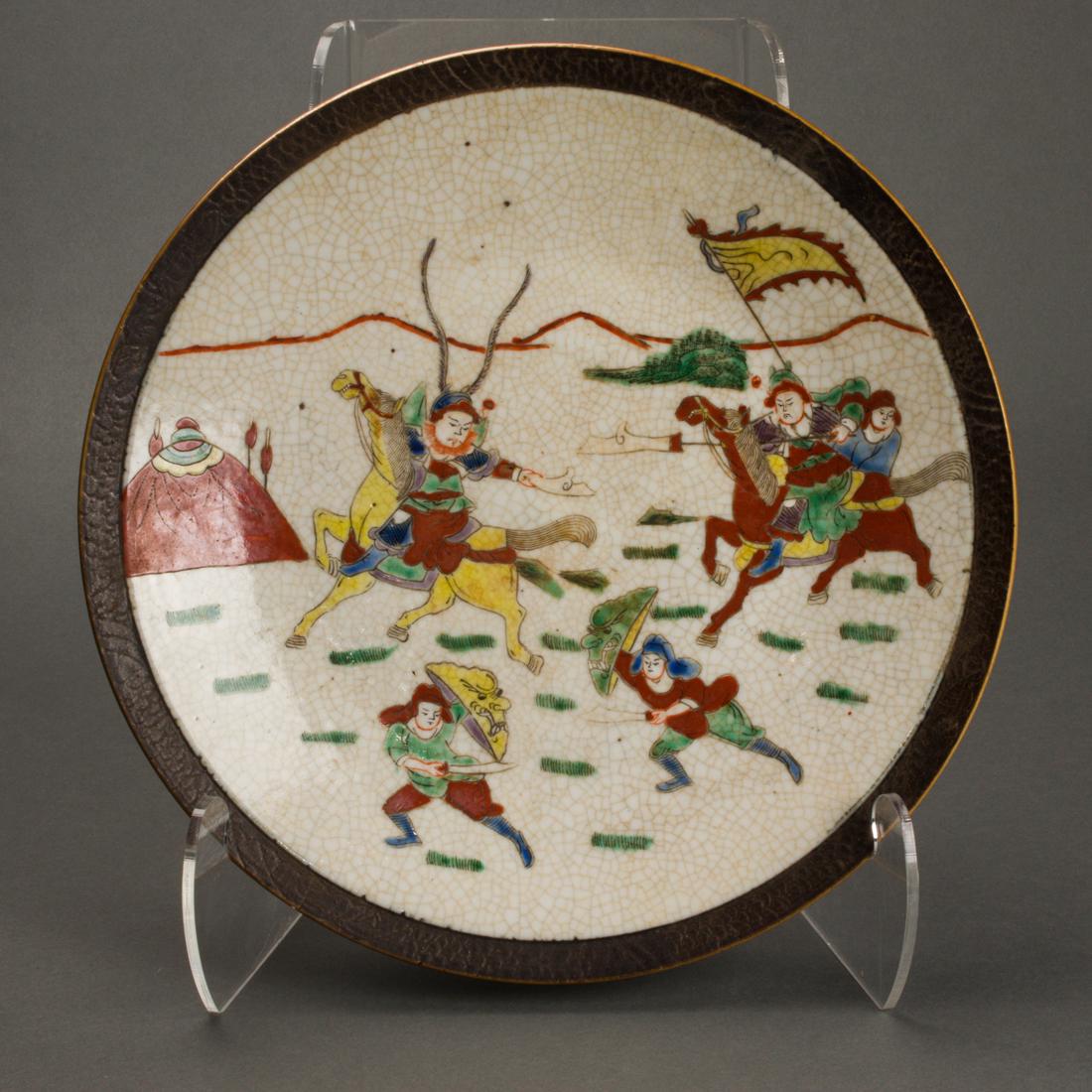 Chinese famille verte crackle glazed dish (1 of 1)