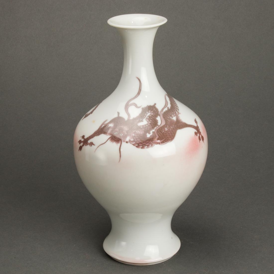 Japanese copper red glazed 'dragon' vase (1 of 1)