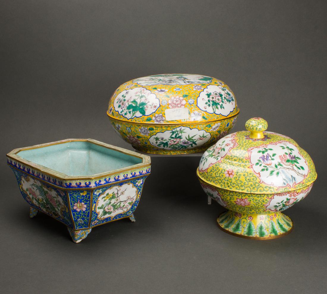 (lot of 3) Chinese painted enamel containers (1 of 1)