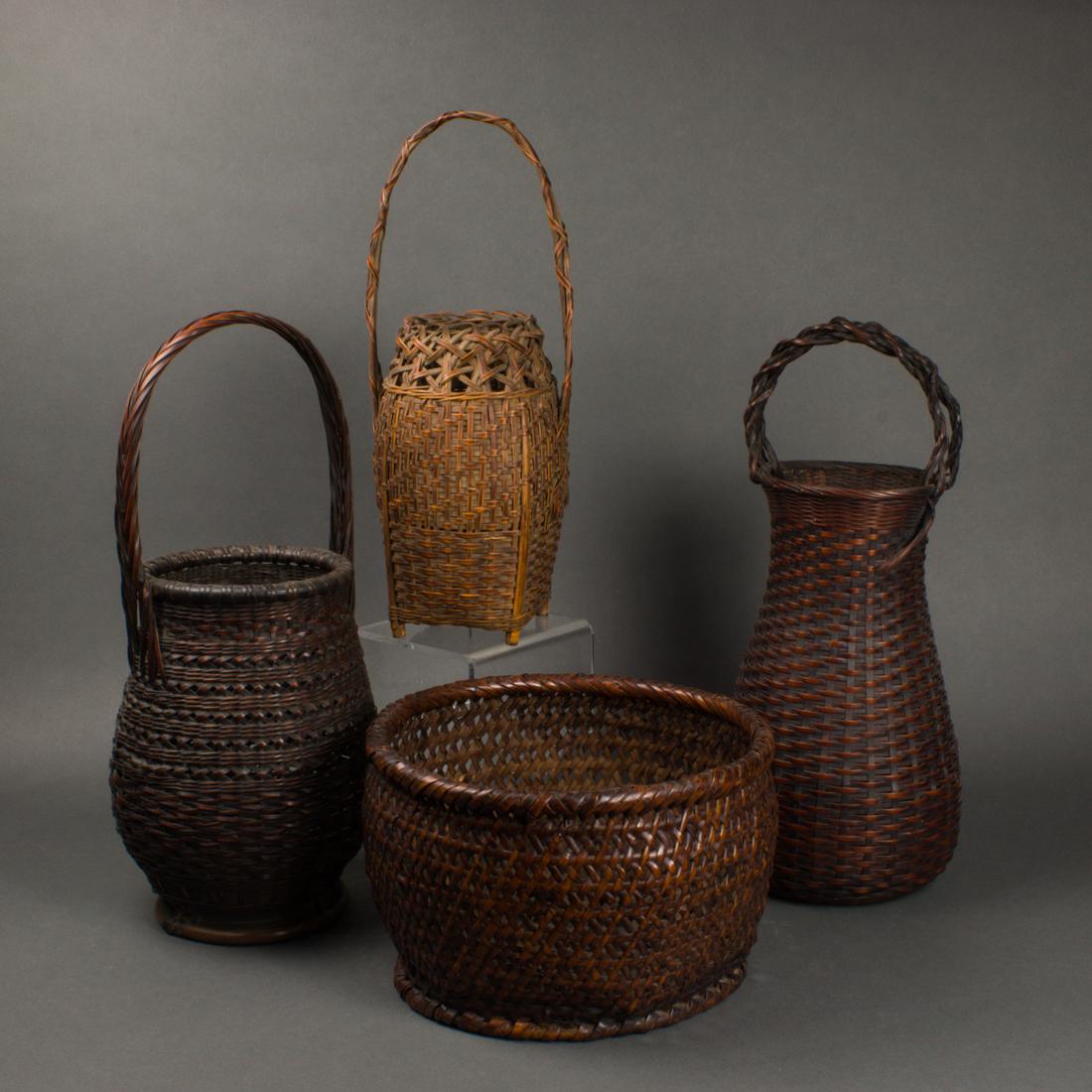(lot of 4) Japanese woven bamboo ikebana baskets (1 of 1)