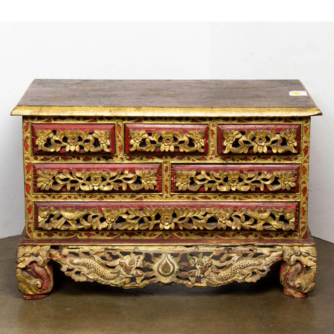 Chinese gilt lacquered and carved chest (1 of 1)