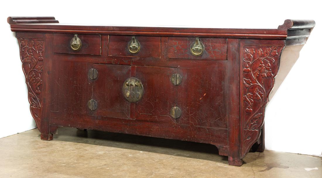 Chinese lacquered elmwood altar cabinet (1 of 1)