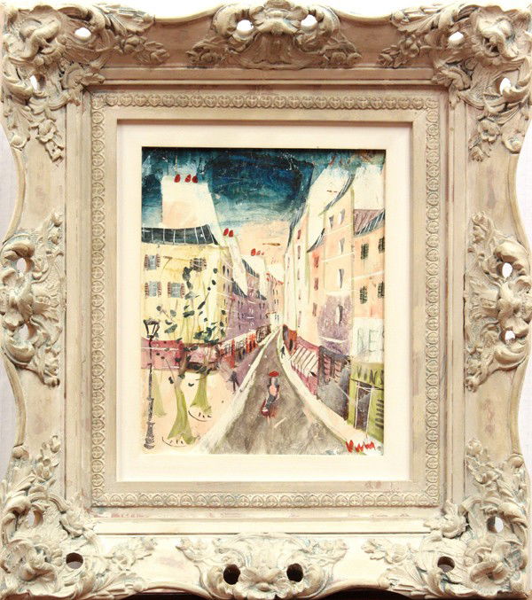 Paintings, Maurice Verrier, Paris: Pair of framed oils on panel, Paris I and II, by Maurice Verrier (also known as Charles Levier, French, b. 1920-2004), signed lower right, artist information verso, board: 11.5''h x 9.5''w