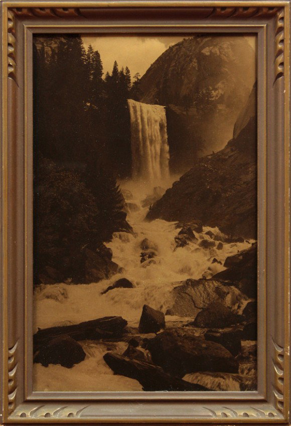 Orotone, A.C. Pillsbury, Vernal Falls: Gold orotone, ''Vernal Falls'', by Arthur Clarence Pillsbury (American, 1870-1946), label affixed verso, paper: 10.75''h x 7.75''w. Note: Housed in original period frame