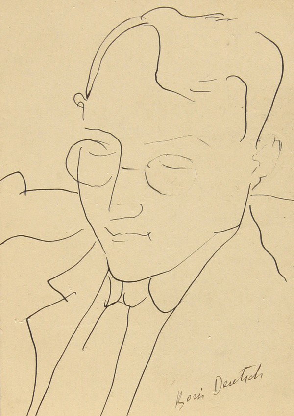Works on paper by Boris Deutsch: (lot of 10) Unframed works on paper, Abstracts, Portraits, Figures, and Landscapes, by Boris Deutsch (Californian, 1892-1978), most signed and dated, circa 1920s-1970s, largest overall: 15''h x 12''w