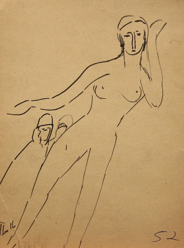 Works on paper by Boris Deutsch: (lot of 10) Unframed works on paper, Abstracts, Portraits, Figures, and Landscapes, by Boris Deutsch (Californian, 1892-1978), most signed and dated, circa 1920s-1970s, largest overall: 22.5''h x 17.5