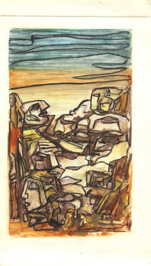 Works on paper by Boris Deutsch: (lot of 10) Unframed works on paper, Abstracts, Portraits, Figures, and Landscapes, by Boris Deutsch (Californian, 1892-1978), most signed and dated, circa 1920s-1970s, largest overall: 26''h x 21''w