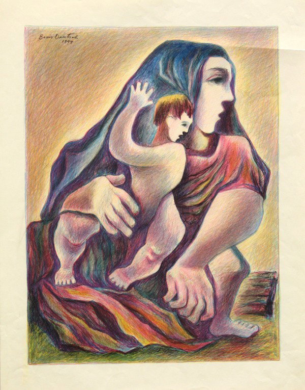 Works on paper by Boris Deutsch: (lot of 10) Unframed works on paper, Abstracts, Portraits, Figures, and Landscapes, by Boris Deutsch (Californian, 1892-1978), most signed and dated, circa 1920s-1970s, largest overall: 22.75''h x 17.