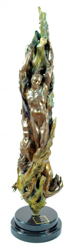 Bronze, Mary Louise Snowden, Meteorite: Bronze sculpture with acid etched platinee Fourmiere patina, ''Meteorite'', by Mary Louise Snowden (Californian, b.1952), signed, numberd edition of 100, bears foundary stamp, overall: 46''h x ''18''w