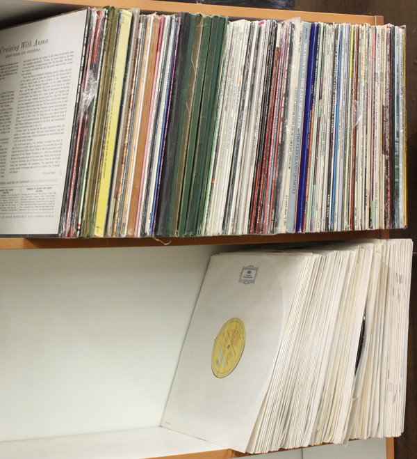 Records, Classical LP's: (lot of 2 shelves) Records, all classical 33-1/3 LP's, pressings include Deutsche Grammophon, RCA Victor red seal, and Columbia Masterworks