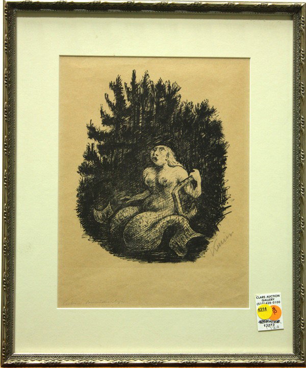 Lithograph, Alfred Paul Kubin, Donaweibchen: Framed lithograph, ''Das Donauweibchen,'' 1929, by Alfred Paul Kubin (Austrian, 1877-1959), pencil signed ''Kubin'' lower right, titled lower left, overall: 18''h x 15.75''w