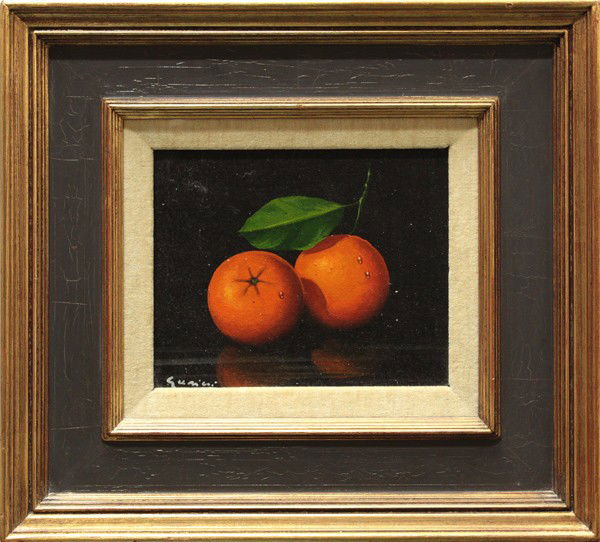 Painting, Gusini, Oranges: Framed oil on canvas, Oranges, Italian School, 20th century, signed ''Gusini'' lower left, label affixed verso, overall: 18''h x 19.75''w