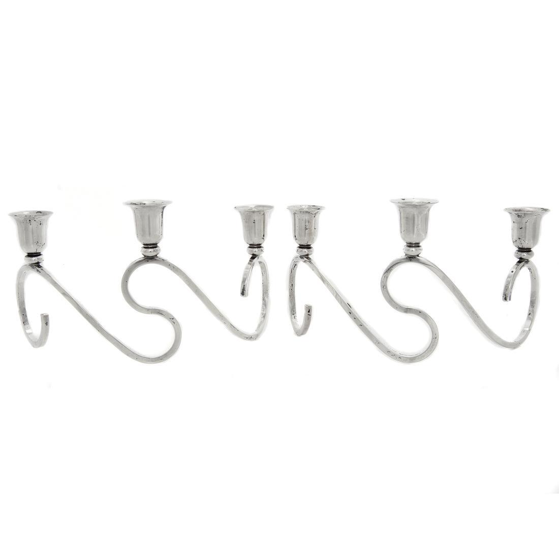 A Pair Alfredo Sciarotta for Gumps sterling three light candelabra (1 of 2)