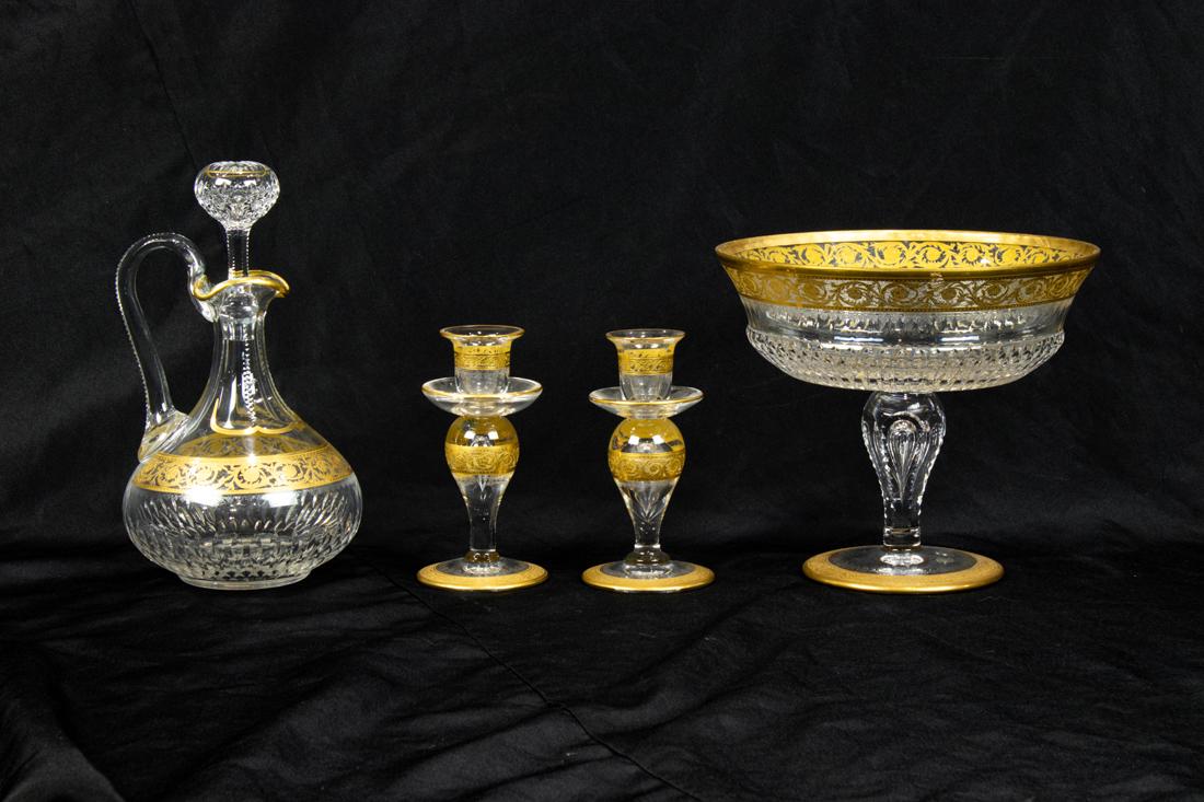 (Lot of 4) St. Louis gilt cut glass in the Thistle pattern (1 of 4)