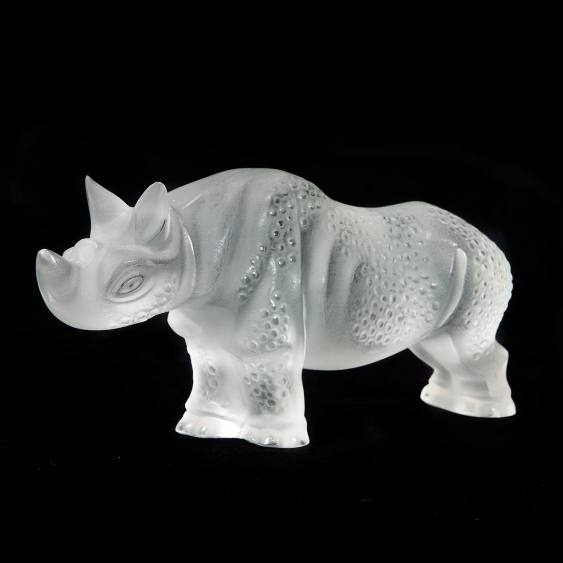 A Lalique frosted glass Toba Rhinoceros (1 of 6)