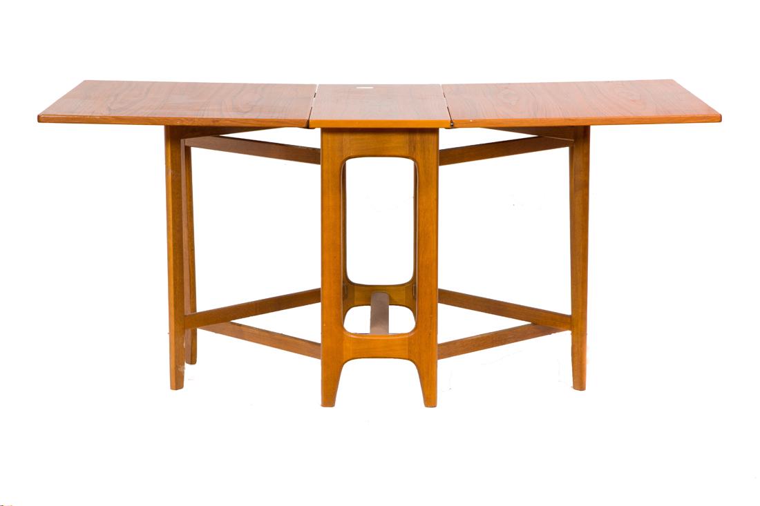 A Bruno Mathsson style Maria folding dining table: A Bruno Mathsson style Maria folding dining table, the underside marked "Made in Norway," closed: 34.5"w x 29"h x 13.5"d