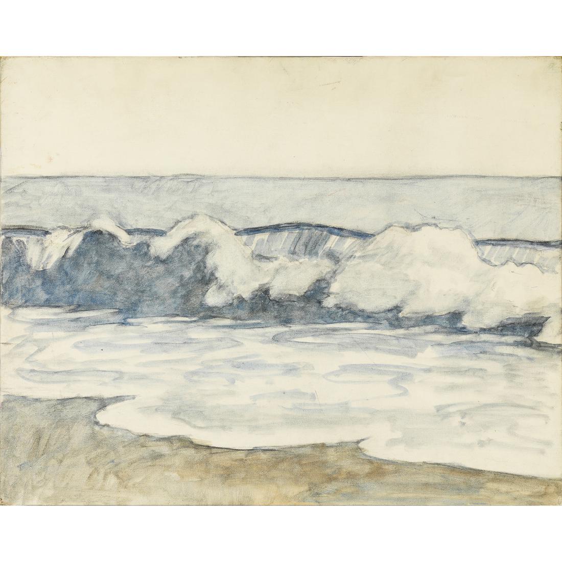 Watercolor, Joseph Mason Reeves: Joseph Mason Reeves (American, 1898-1974), Crashing Waves, pencil and watercolor on artist board, unsigned, estate stamp signed by Donna Hampton Reeves verso, board (unframed): 16"h x 20"w