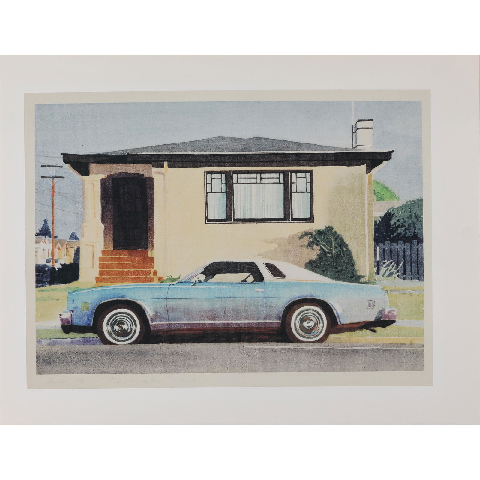 Print, After Robert Bechtle: After Robert Bechtle (American, 1932-2020), Albany, Monte Carlo, photo-offset lithograph reprint, signed in plate lower left, overall (with mat): 22"h x 26"w