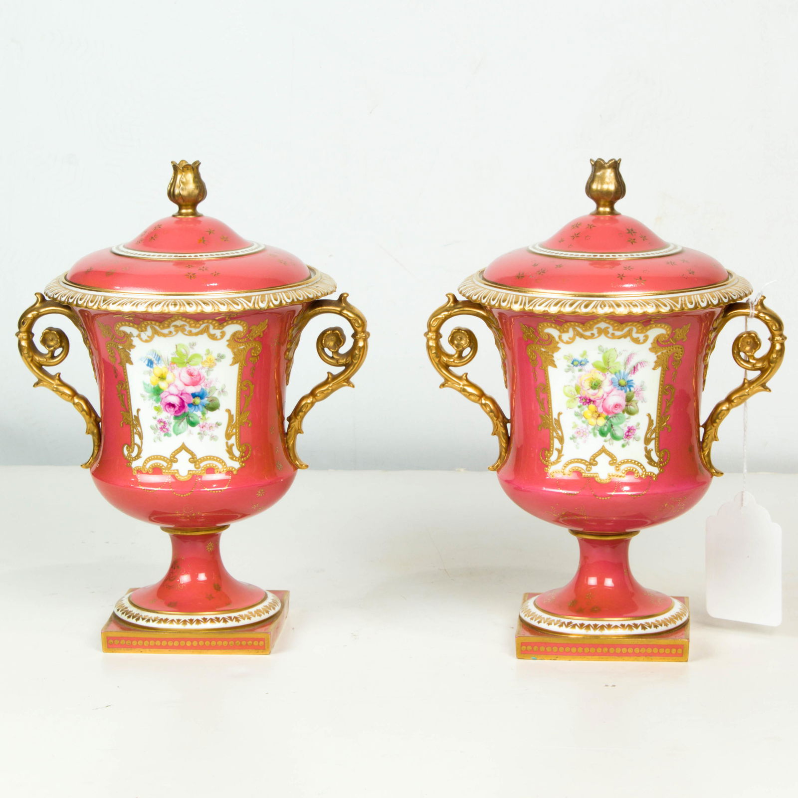 (Lot of 2) Royal Crown Derby porcelain covered urns retailed by Tiffany & Co. (1 of 1)