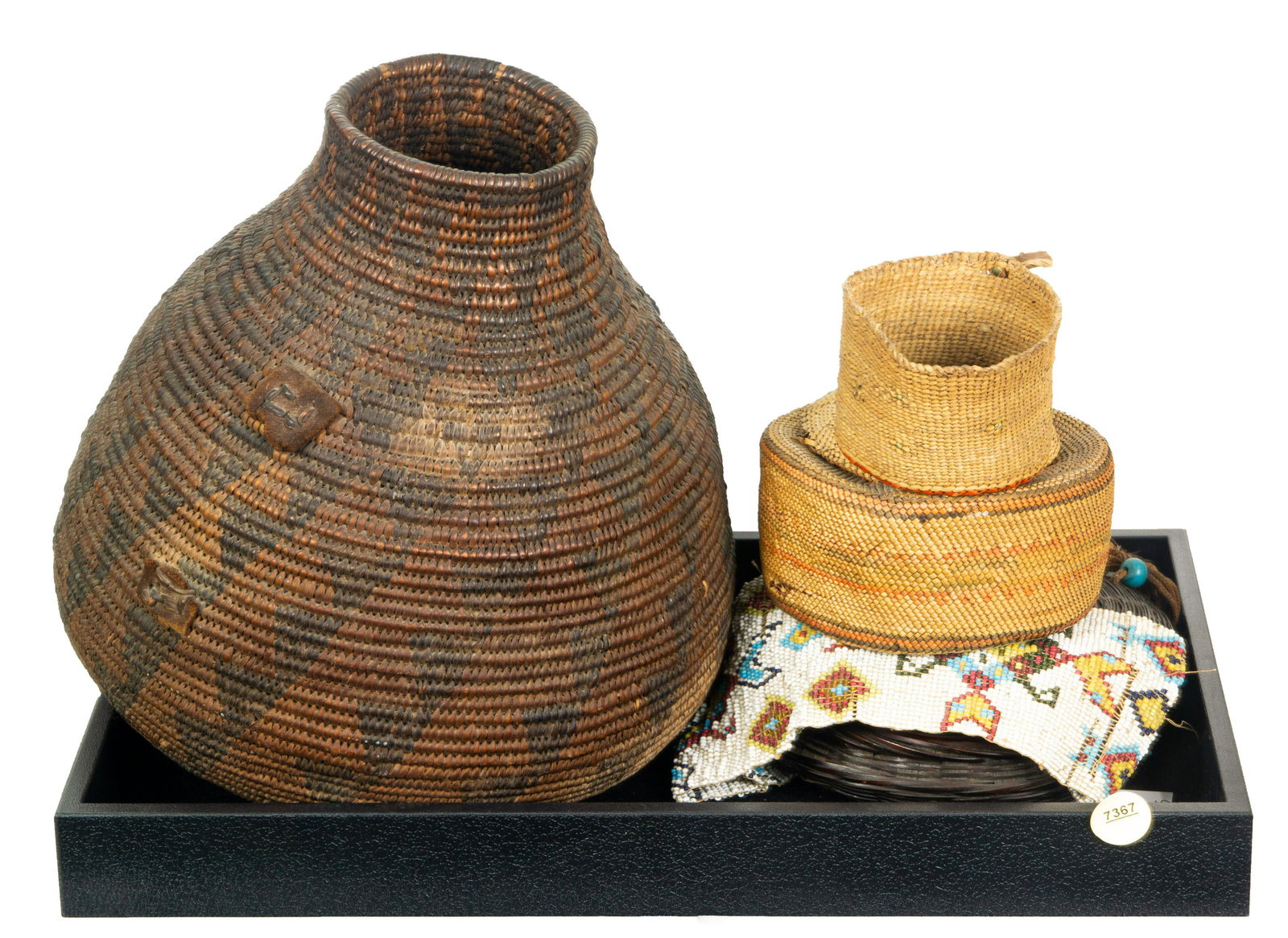 (lot of 5) Mostly Native American Basketry and beadwork group (1 of 1)