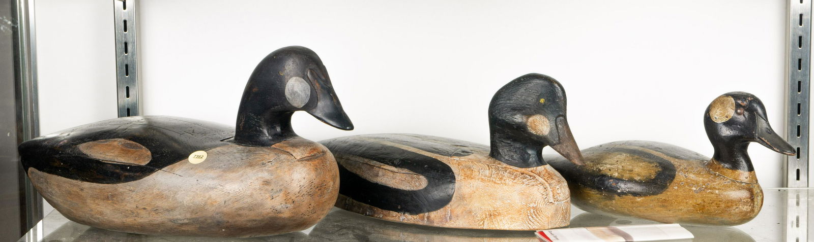 (Lot of 3) Duck decoys: one with auction label for Guyette and Schmidt, the largest 7 (1 of 1)