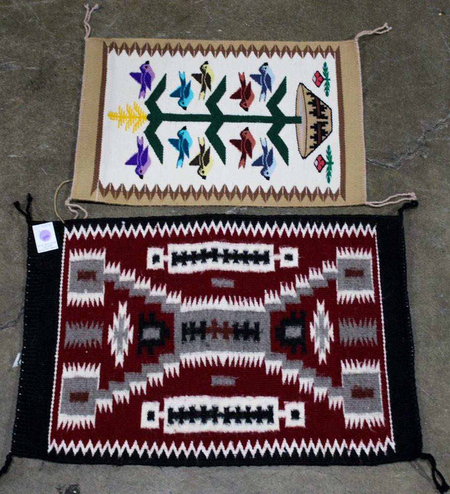 (lot of 2) Southwest Mexican textile group, including a Yei example, largest: 15" x 24" (1 of 1)