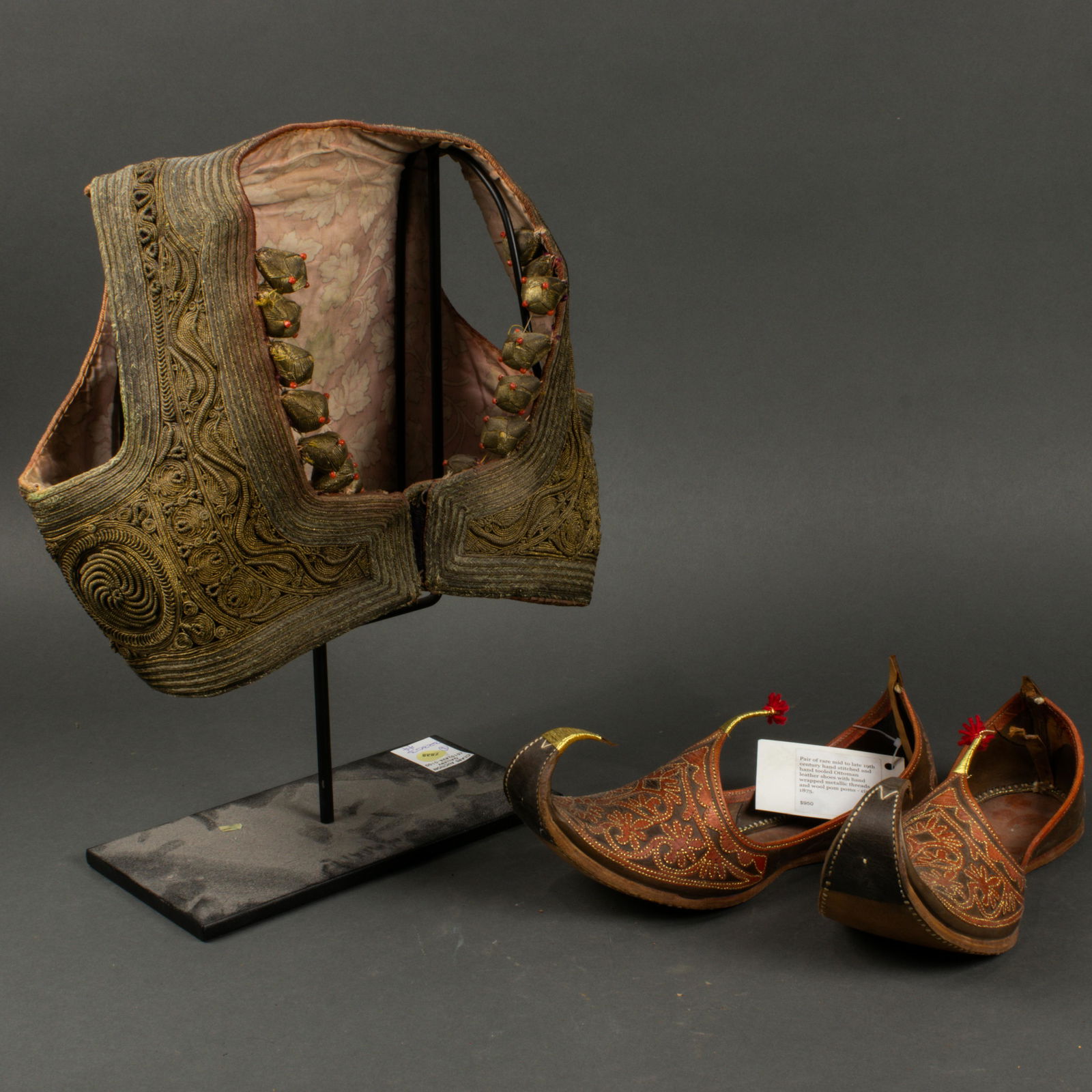 (Lot of 3) Ottoman gilt metallic thread costume items (1 of 1)