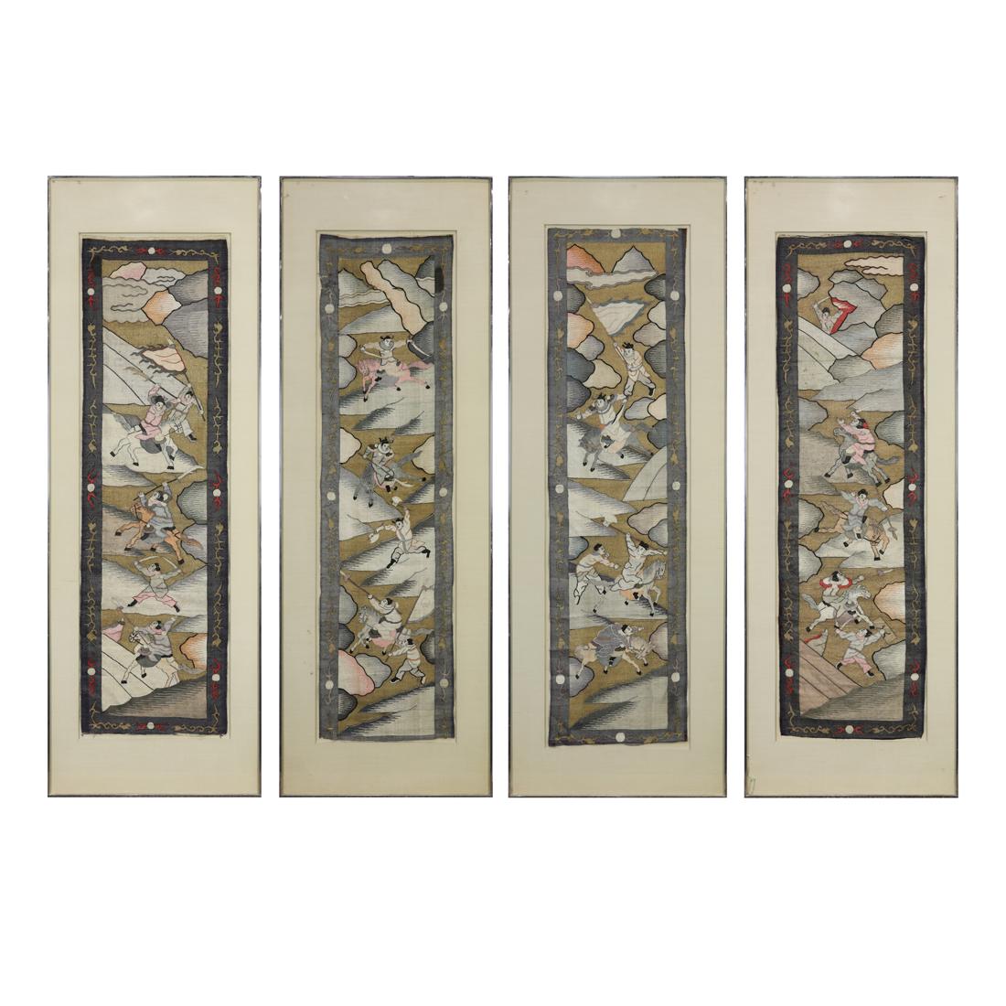 Set of four Chinese kesi woven wall panels (1 of 5)