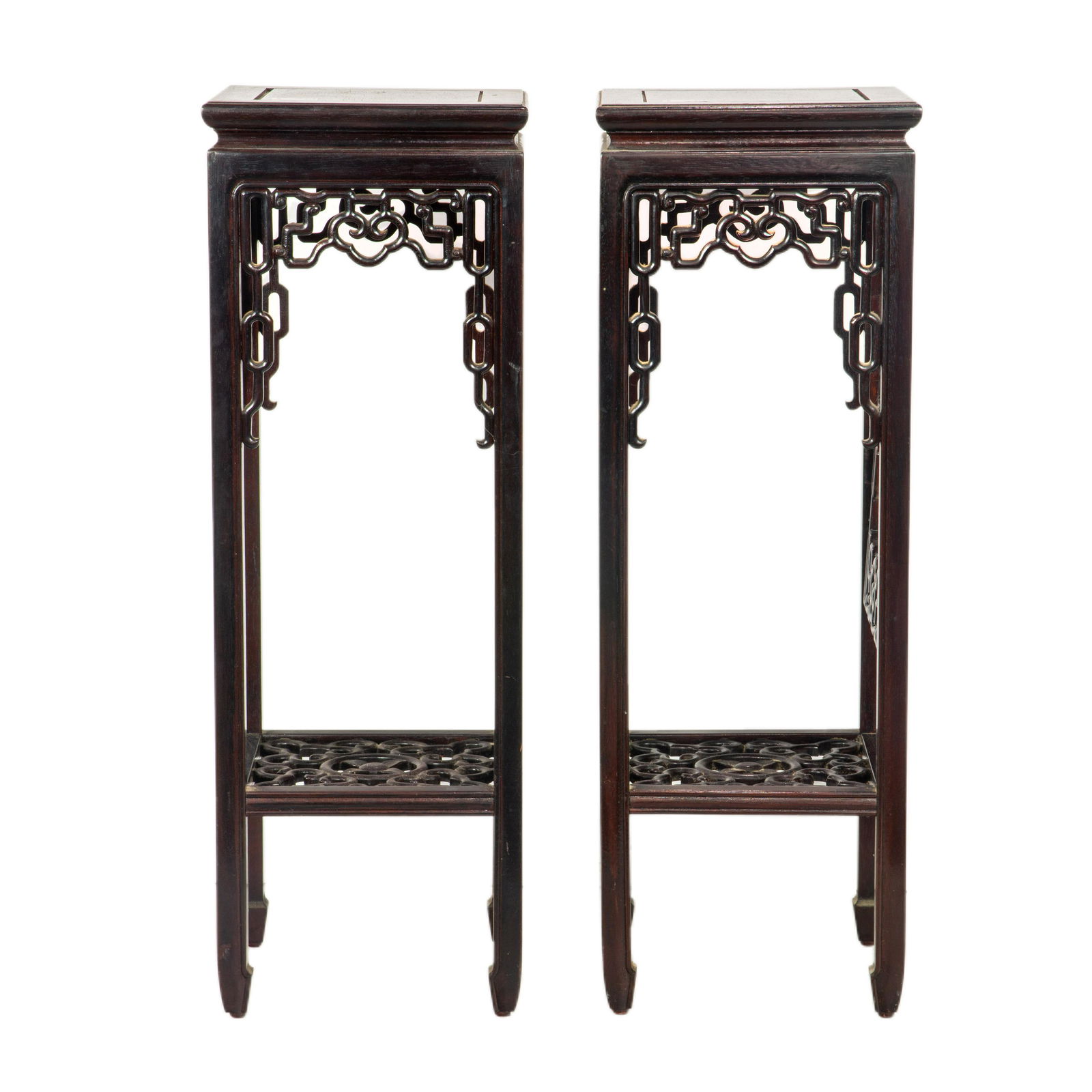 Pair of Chinese hardwood pedestal stands (1 of 3)