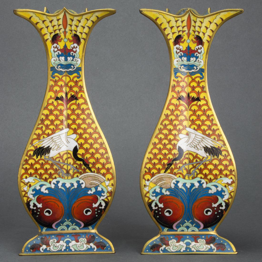 Pair of Chinese cloisonne enamel vases (1 of 3)