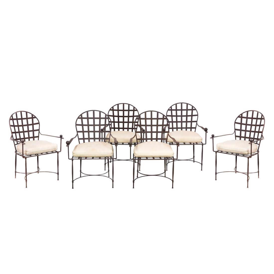 Mario Papperzini, Patio Armchairs, set of six: Mario Papperzini, Patio Armchairs, set of sixSalterini, Italy, iron, 37"h x 24"w x 21"d