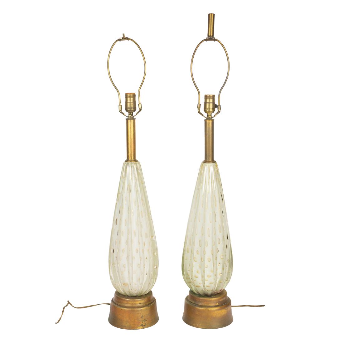 Murano, Barovier and Toso style, Table Lamps, pair (1 of 3)