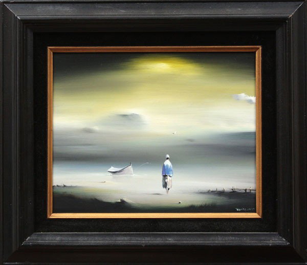Painting, Robert Watson, Surreal Landscape: Framed oil on board, Surreal Landscape, by Robert Watson (Californian, 1923-2004), signed ''R. Watson'' lower right, board: 8''h x 10''w, overall: 12.75''h x 14.75''w