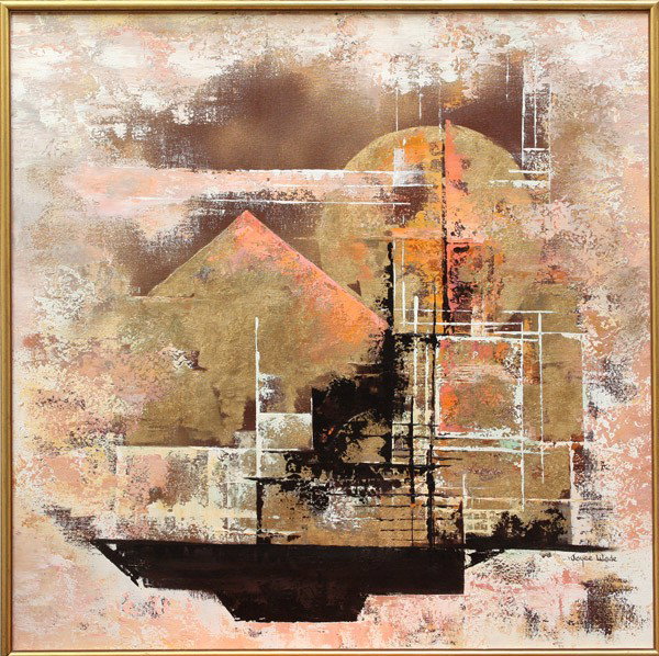 Painting, Joyce Wade, Ancient Mariner: Framed oil on canvas, ''Ancient Mariner,'' by Joyce Wade (Californian, 20th Century), signed ''Joyce Wade'' lower right, titled verso, overall: 37''h x 37''w