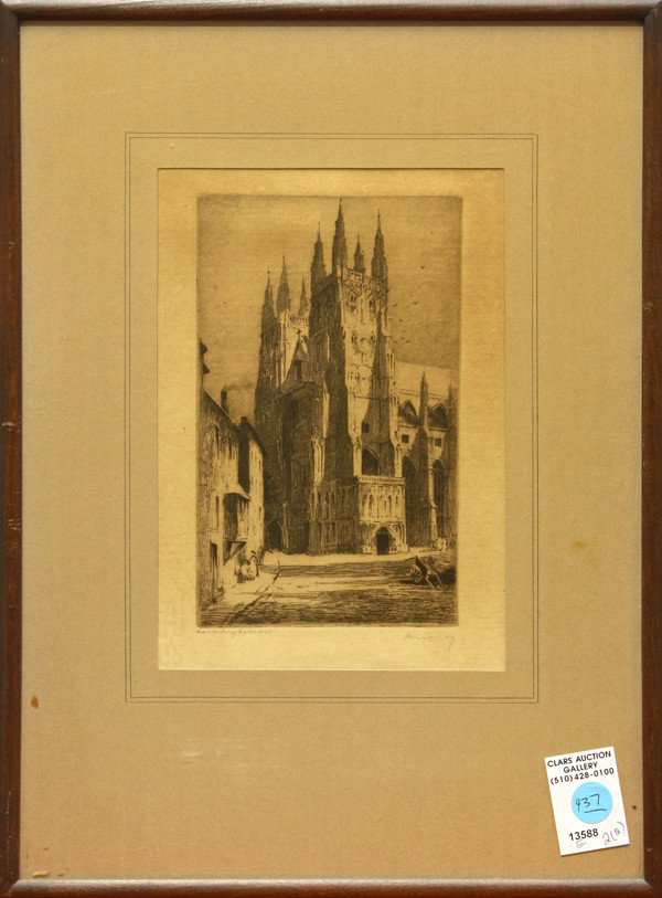Set of 6 European prints: (Lot of 6) Framed etchings, European Village and Harbor Scenes and a Portrait of Mona Lisa, some signed in pencil indistinctly, 19th and 20th century, largest overall: 21''h x 16.75''w