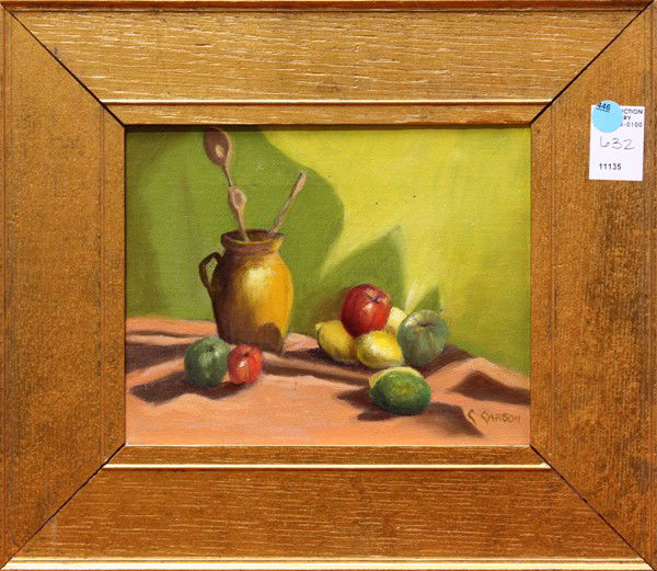 Painting, C. Carson, Still Life: Framed oil on canvas, Still Life with Fruit, American School, 20th century, signed ''C. Carson'' lower right, overall: 13.5''h x 15.5''w
