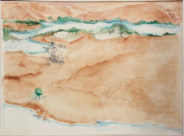 Painting, Ralph Du Casse, Aswan: Framed oil on canvas, Aswan, 1985, by Ralph Du Casse (Californian, 1916-2003), canvas: 40''h x 54'', overall: 41.5''h x 55.25''w. Provenance: From the collection of Ralph Du Casse and Tom Roberts