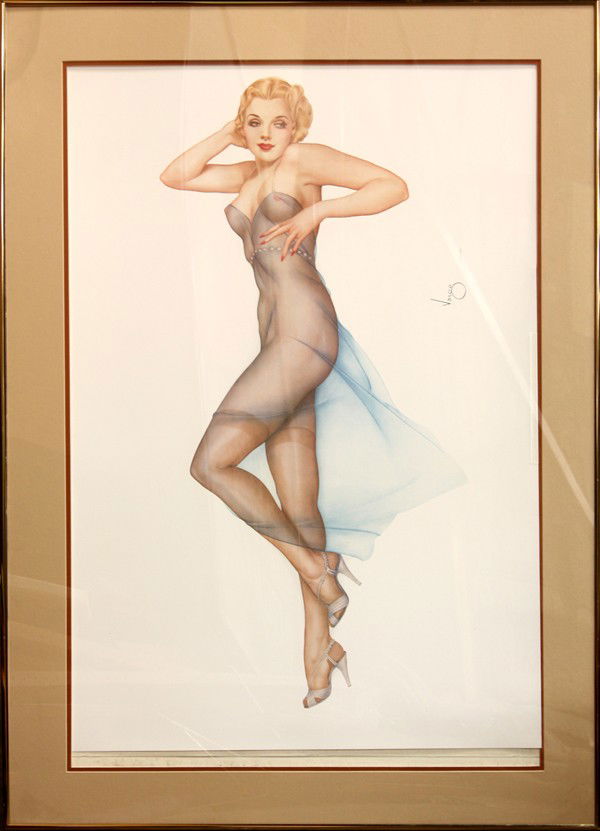 Lithograph, Alberto Vargas, Sweet Dreams: Framed continuous tone lithograph, ''Sweet Dreams'', 1989, by Alberto Vargas (Californian, 1896-1982), signed on stone ''Vargas'' lower right, edition 410/450, overall: 32''h x 44.5''w